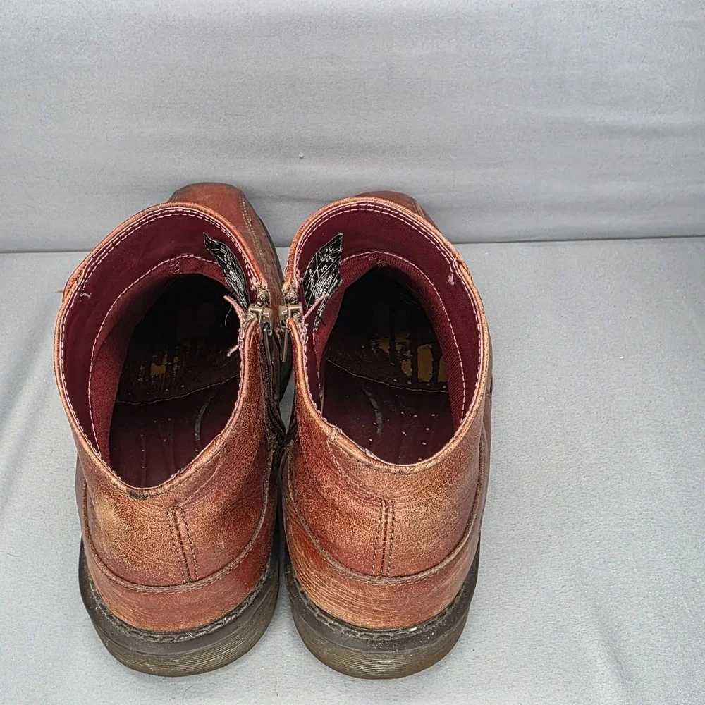 Dr. Martens Smiths Boots Mens 10 Womens 11 Brown Asymmetric Ankle Zip Up Leather
